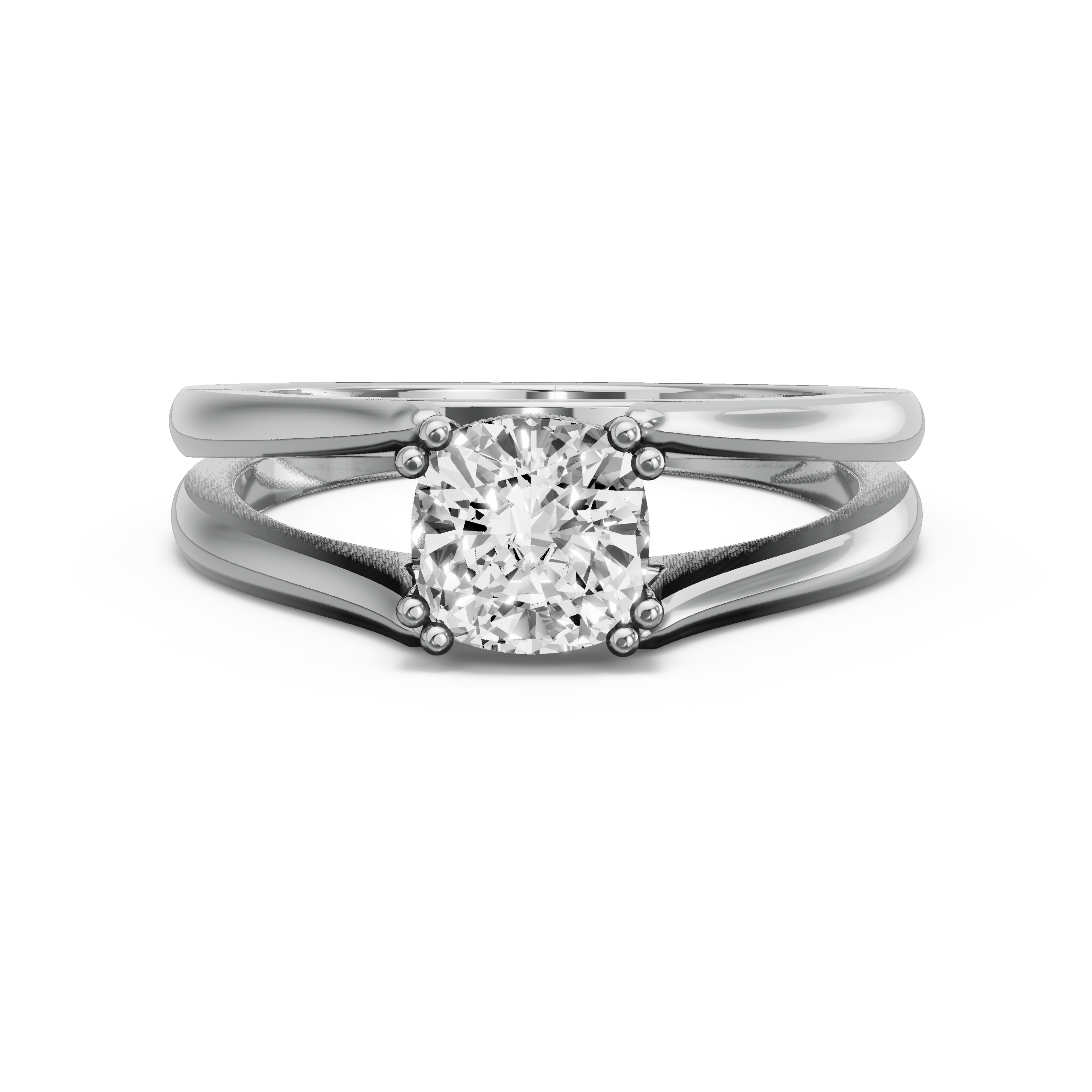 Image for Square Cushion Vintage Basket Ring with Split Ring Solitaire band in 950 Platinum