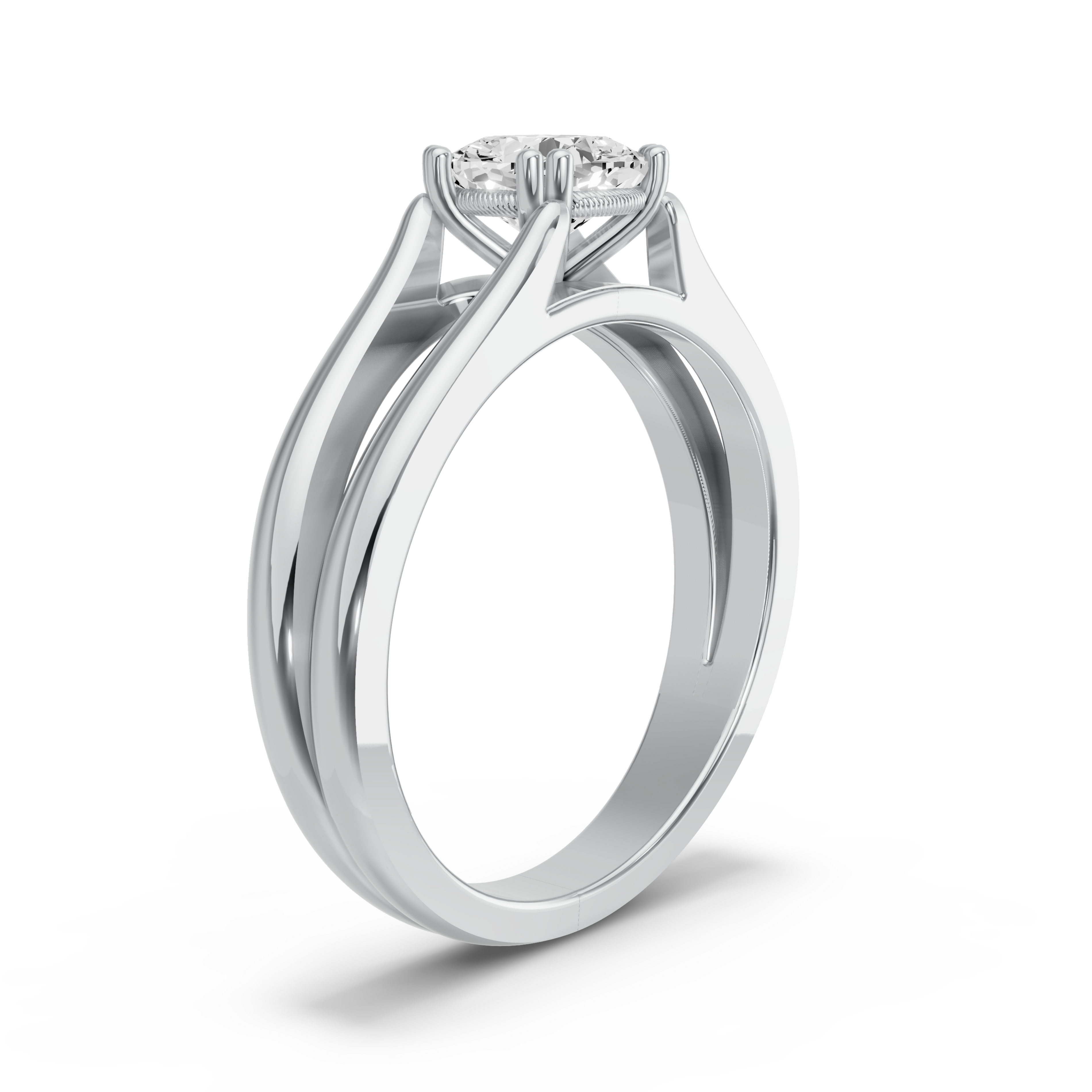 Image for Square Cushion Vintage Basket Ring with Split Ring Solitaire band in 14K White Gold