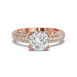 Image for Cushion Vintage Basket Ring with Triple Row Pave band