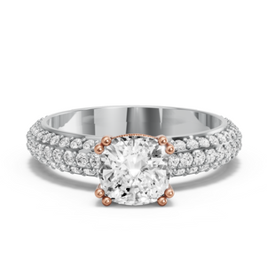 Image for Cushion Vintage Basket Ring with Triple Row Pave band