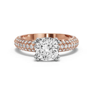 Image for Cushion Vintage Basket Ring with Triple Row Pave band
