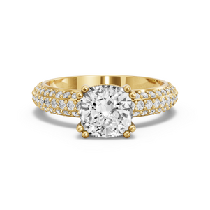 Image for Cushion Vintage Basket Ring with Triple Row Pave band