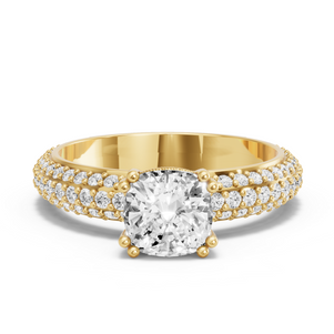 Image for Square Cushion Vintage Basket Ring with Triple Row Pave band