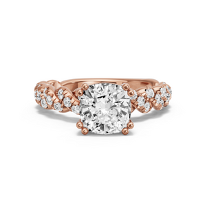 Image for Square Cushion Vintage Basket Ring with Twist Pave band
