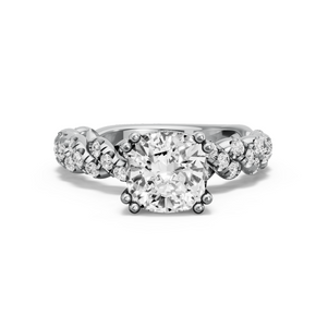 Image for Square Cushion Vintage Basket Ring with Twist Pave band