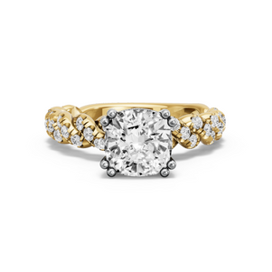 Image for Square Cushion Vintage Basket Ring with Twist Pave band