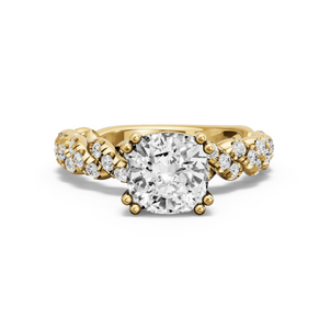 Image for Square Cushion Vintage Basket Ring with Twist Pave band
