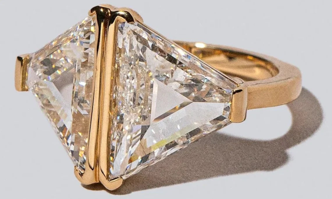 Custom Order for Alessia | Triangular Step Cut Diamond Ring, Necklace & Future Earrings | IGI Certified
