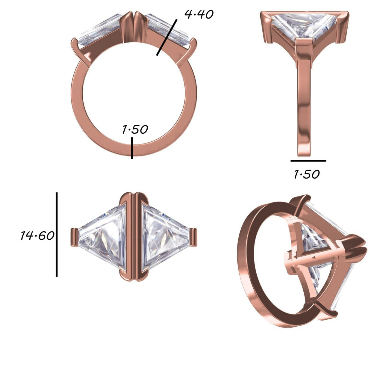 Custom Order for Alessia | Triangular Step Cut Diamond Ring, Necklace & Future Earrings | IGI Certified