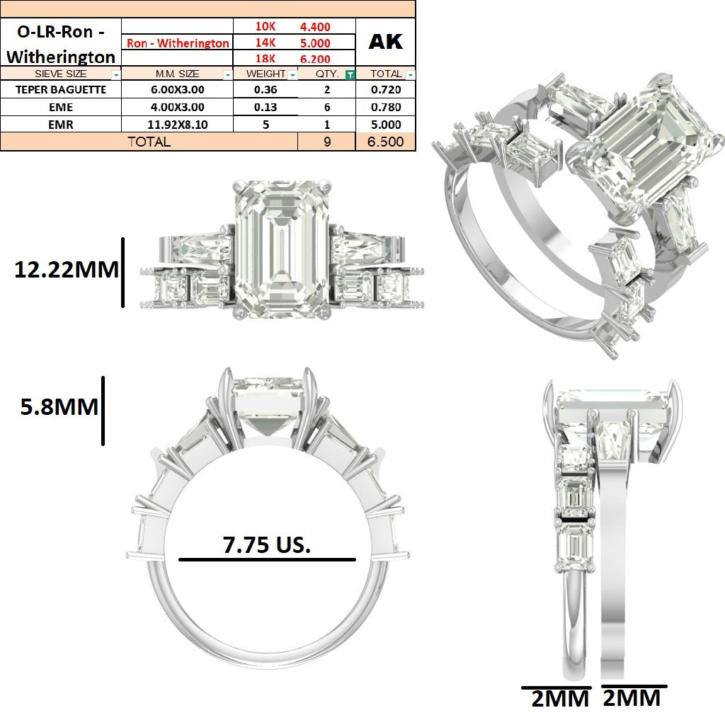 Custom Order - Matching band for Order #1141 | 10kt White gold | 7.75 US
