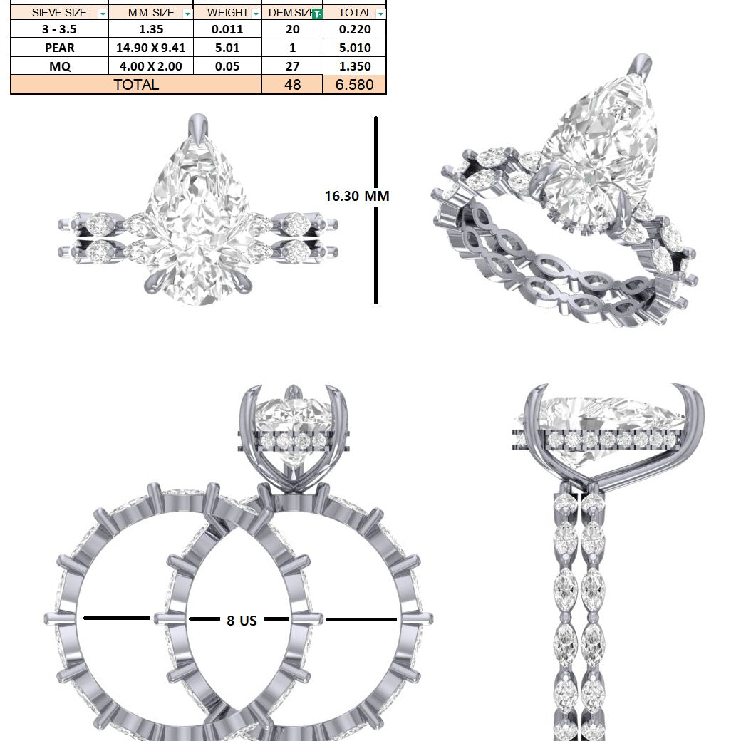 Custom order - Matching band with #1722 | Platinum | 8 US