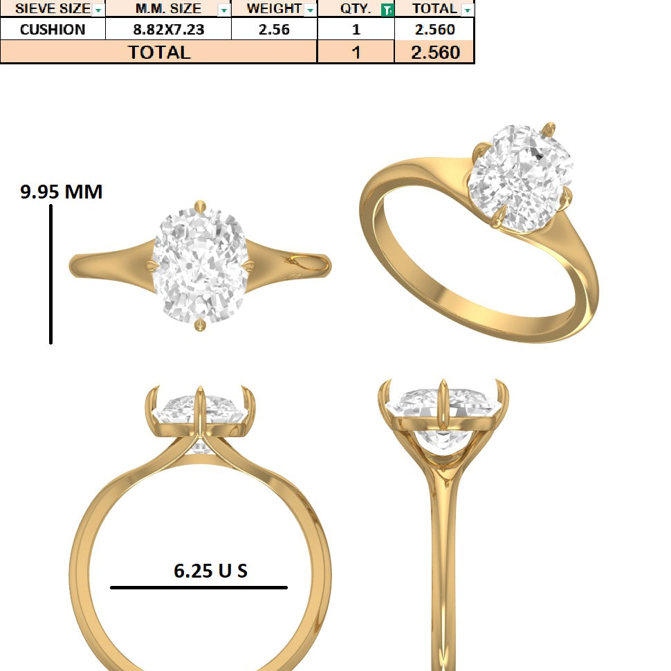 Custom order - 2.56 G Old mine stone engagement ring | 14k yellow gold | 6.25 US
