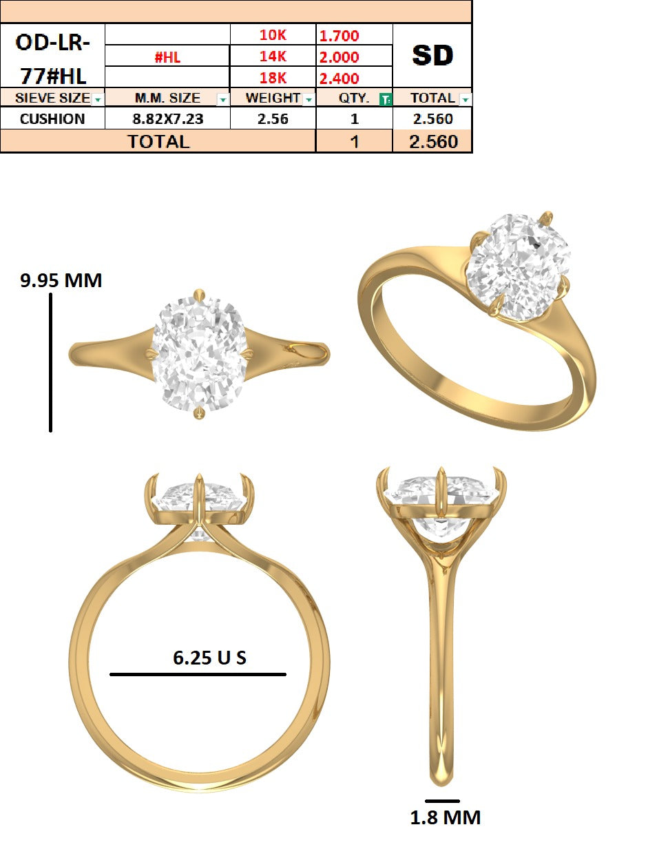 Custom order - 2.56 G Old mine stone engagement ring | 14k yellow gold | 6.25 US