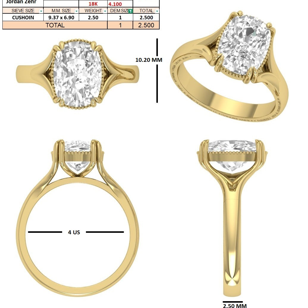 Custom Order - Old Miner 2.54ct F VVS2 | 14kt yellow gold | 4 US