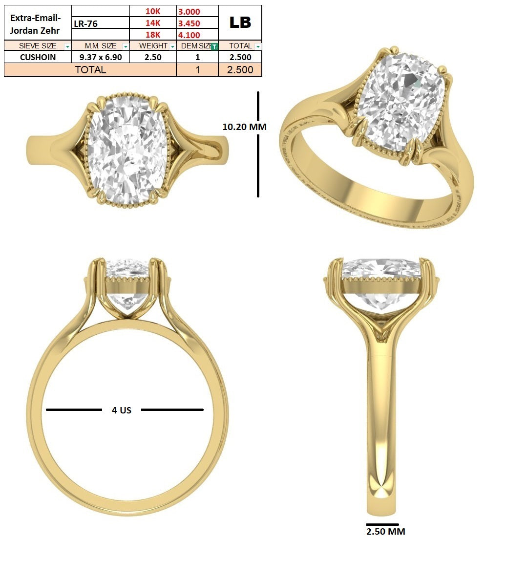 Custom Order - Old Miner 2.54ct F VVS2 | 14kt yellow gold | 4 US