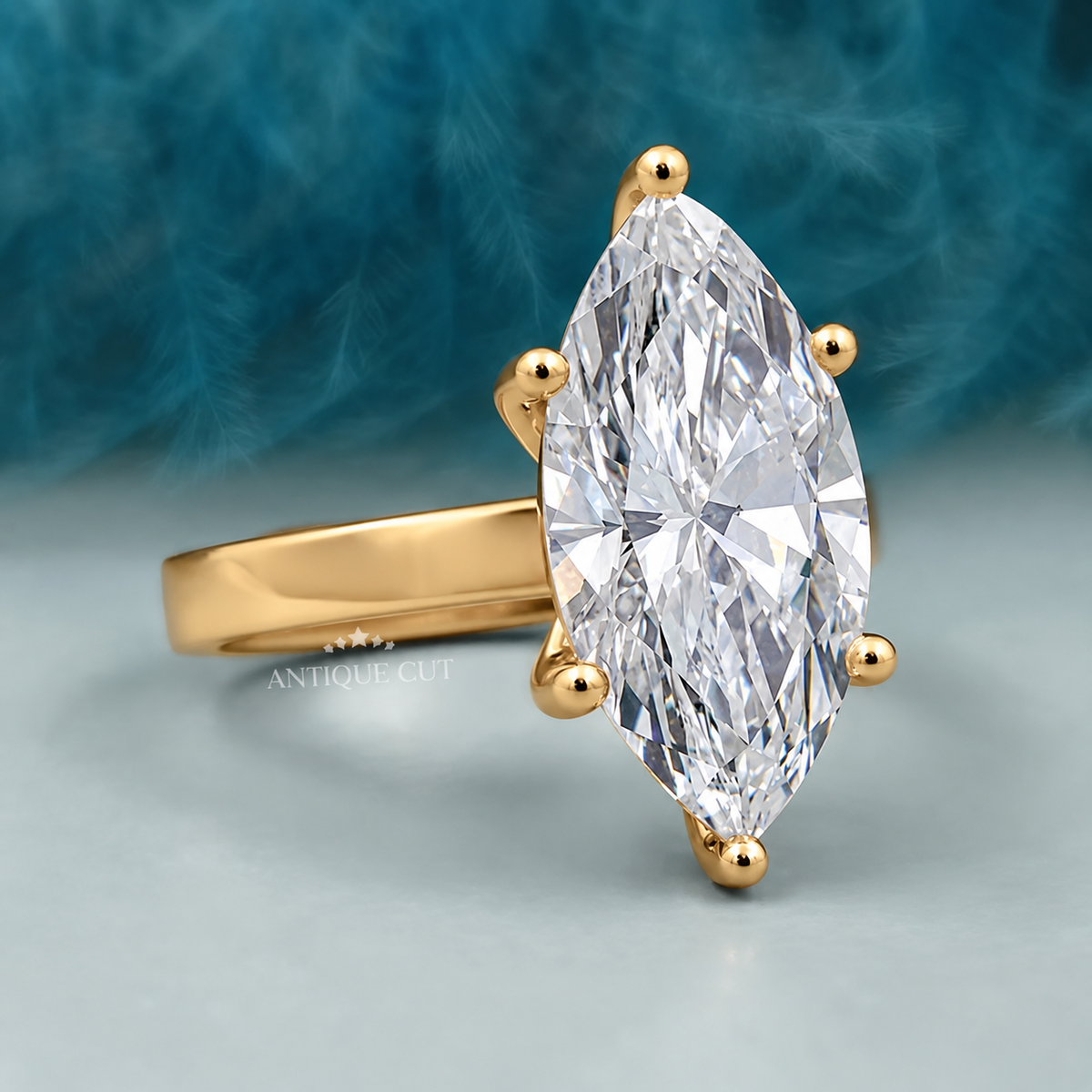 6.0 Carat Lab Grown Marquise Cut Solitaire Engagement Ring in White Gold