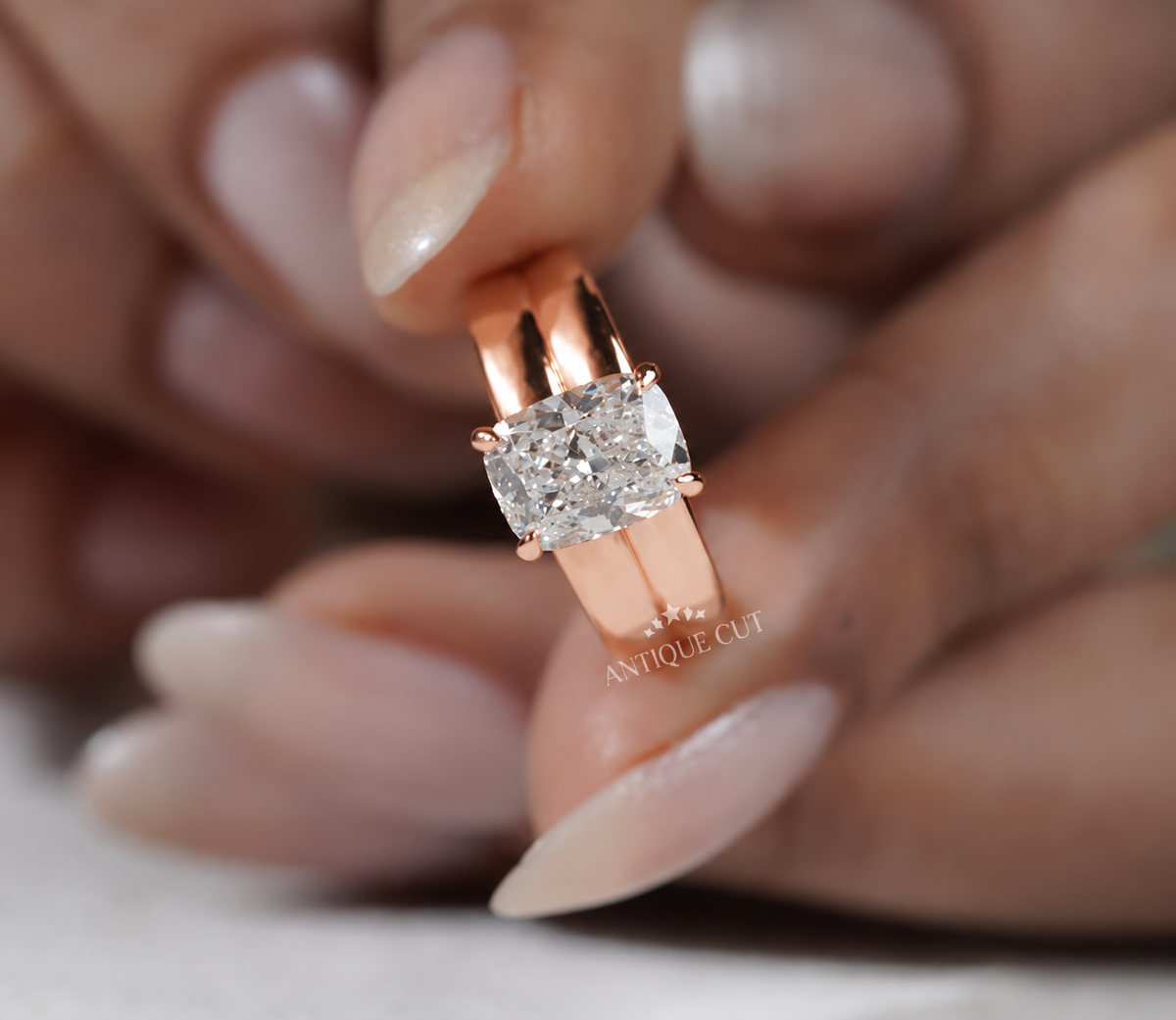 2.0 Carat Lab Grown Cushion Cut Solitaire Engagement Ring