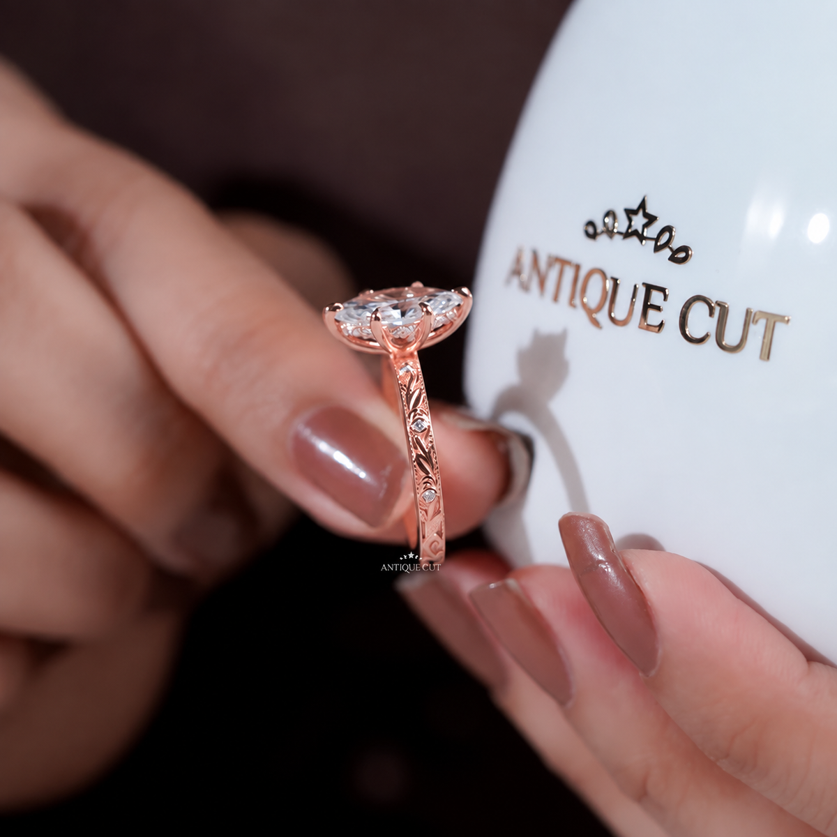 2.00 Carat Hexagon Lab Grown Diamond Vintage Art Deco Engagement Ring
