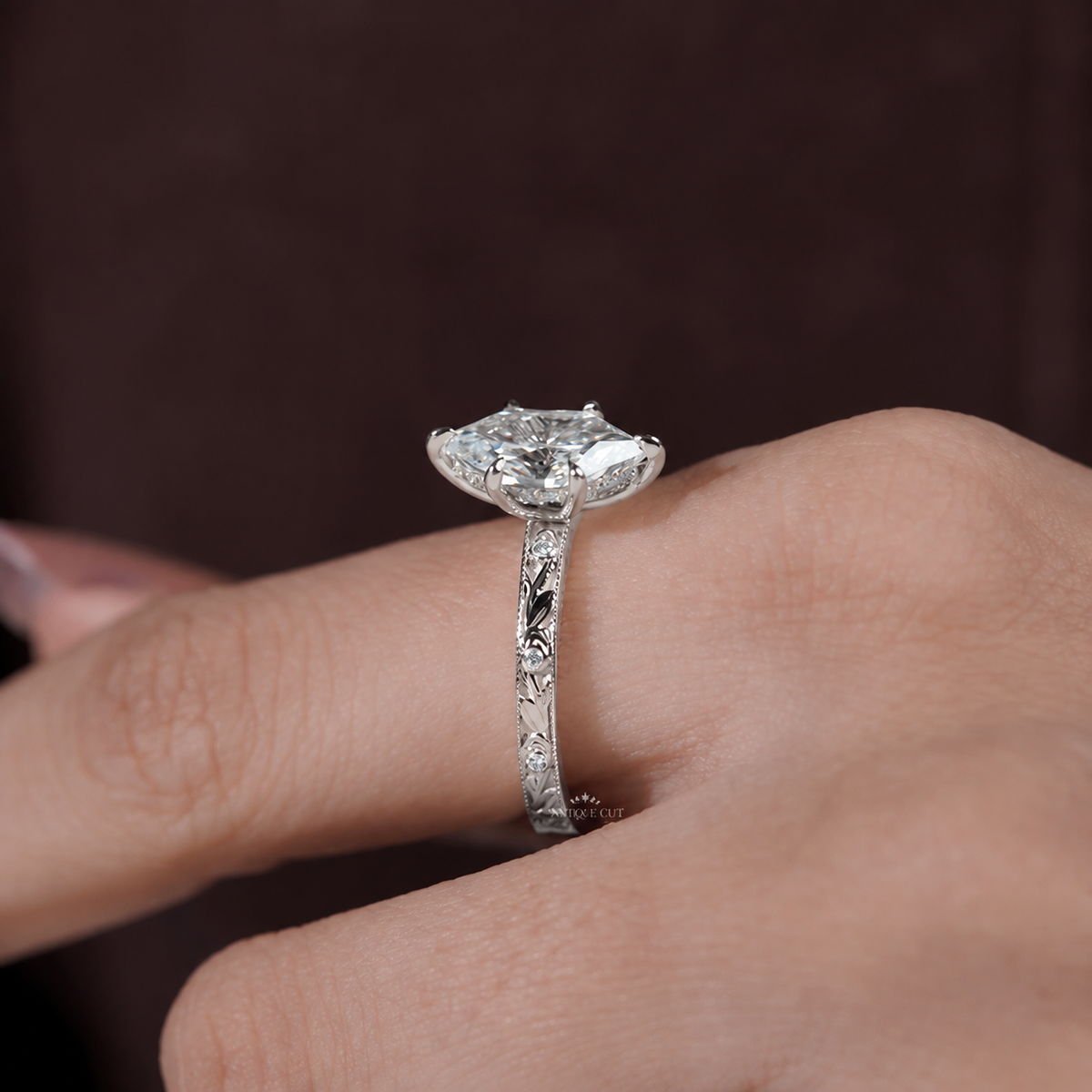 2.00 Carat Hexagon Lab Grown Diamond Vintage Art Deco Engagement Ring