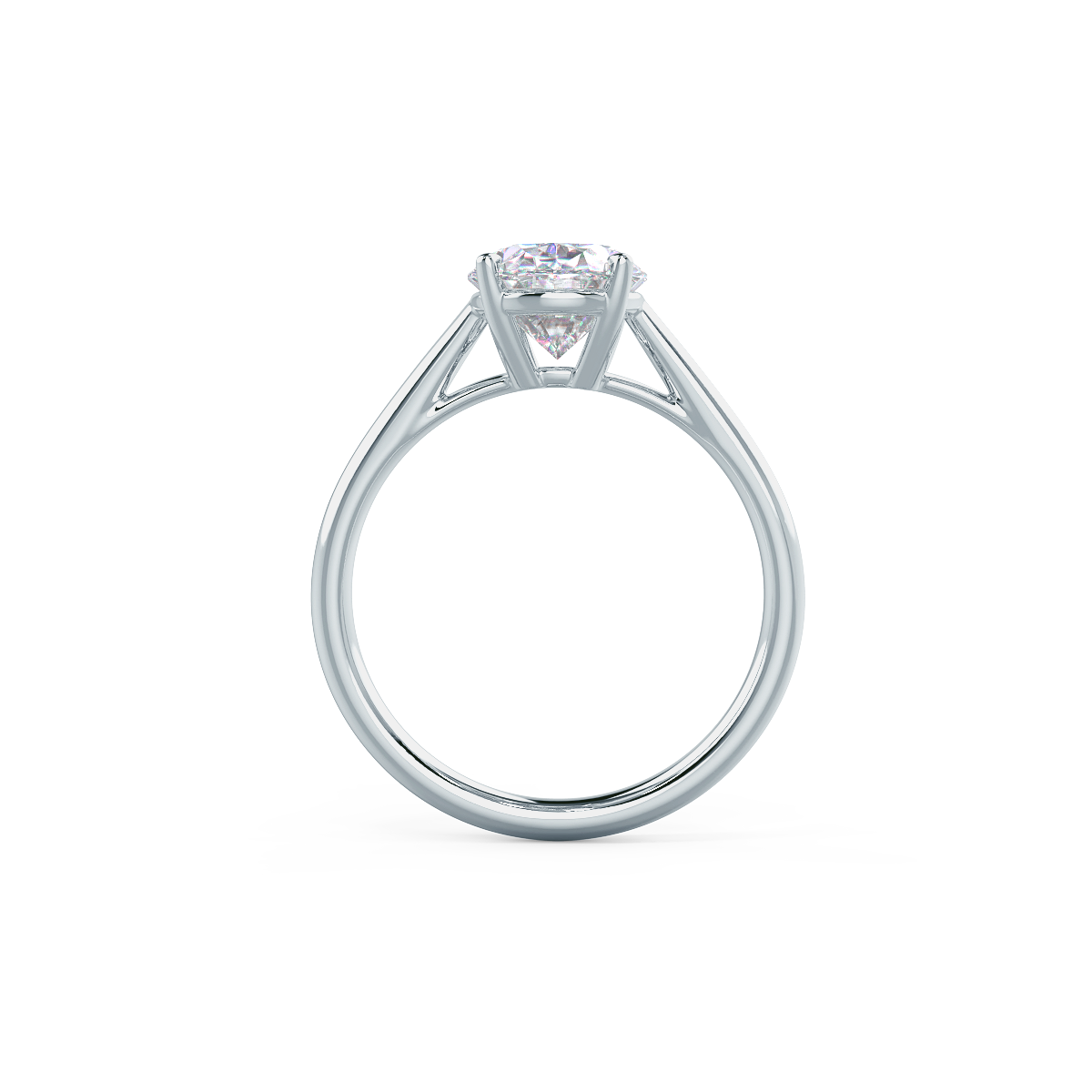 OVAL CATHEDRAL SOLITAIRE Lab grown Diamond Ring DEF Color VS+ Clarity