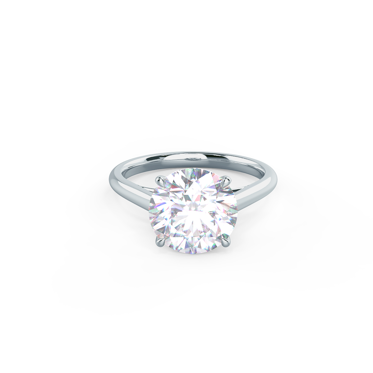 ROUND CATHEDRAL SOLITAIRE Lab grown Diamond Ring DEF Color VS+ Clarity