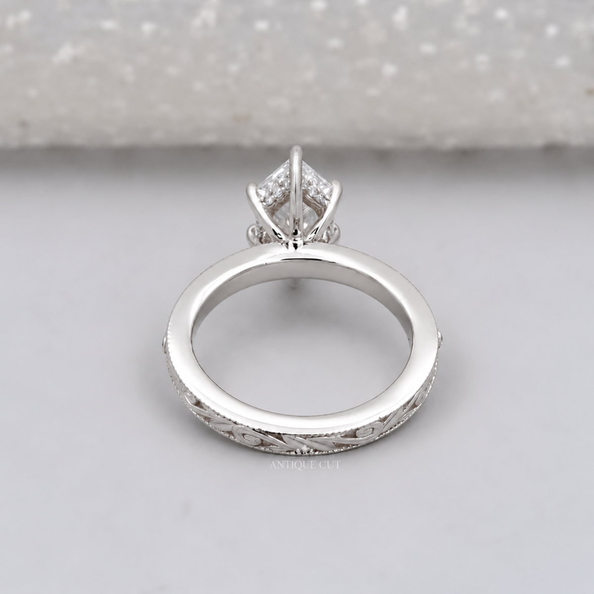 2.00 Carat Hexagon Lab Grown Diamond Vintage Art Deco Engagement Ring