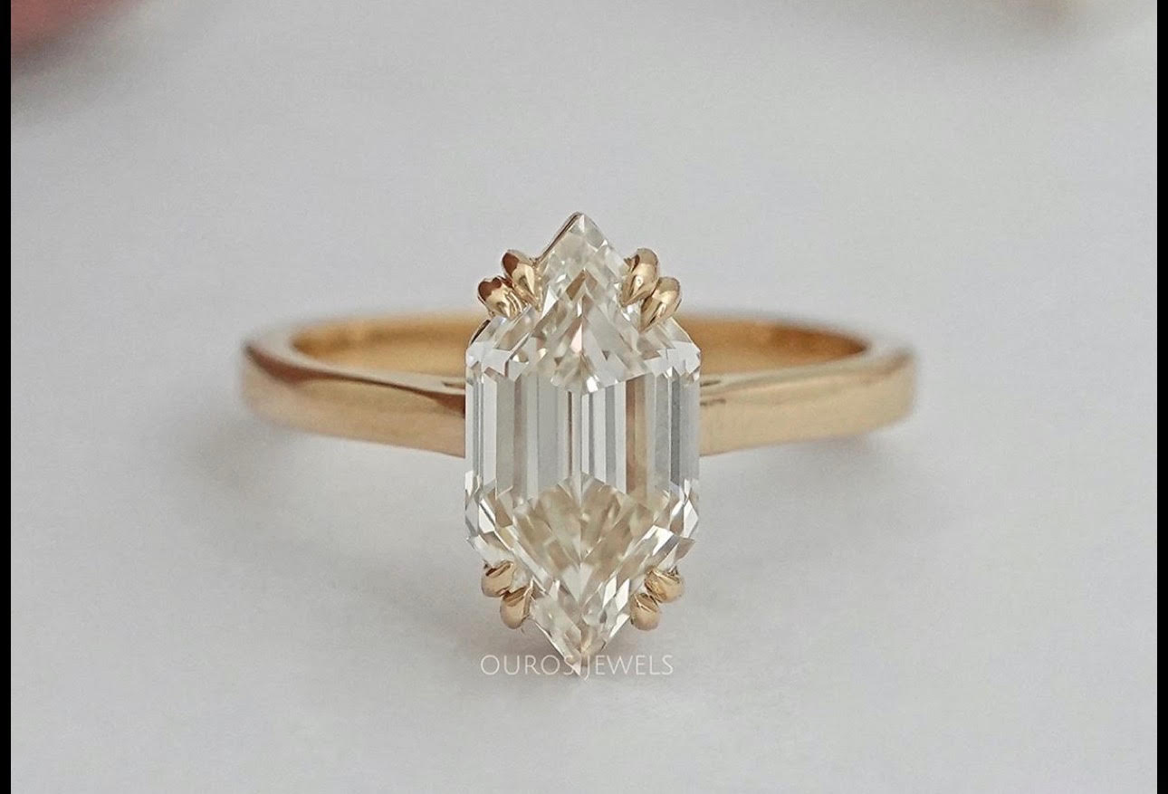 Custom order -  Dylan Summervill 4.09CT Hexagon |  14K Yellow Gold | Color/Clarity: F / VVS | Ring Size: 7 US