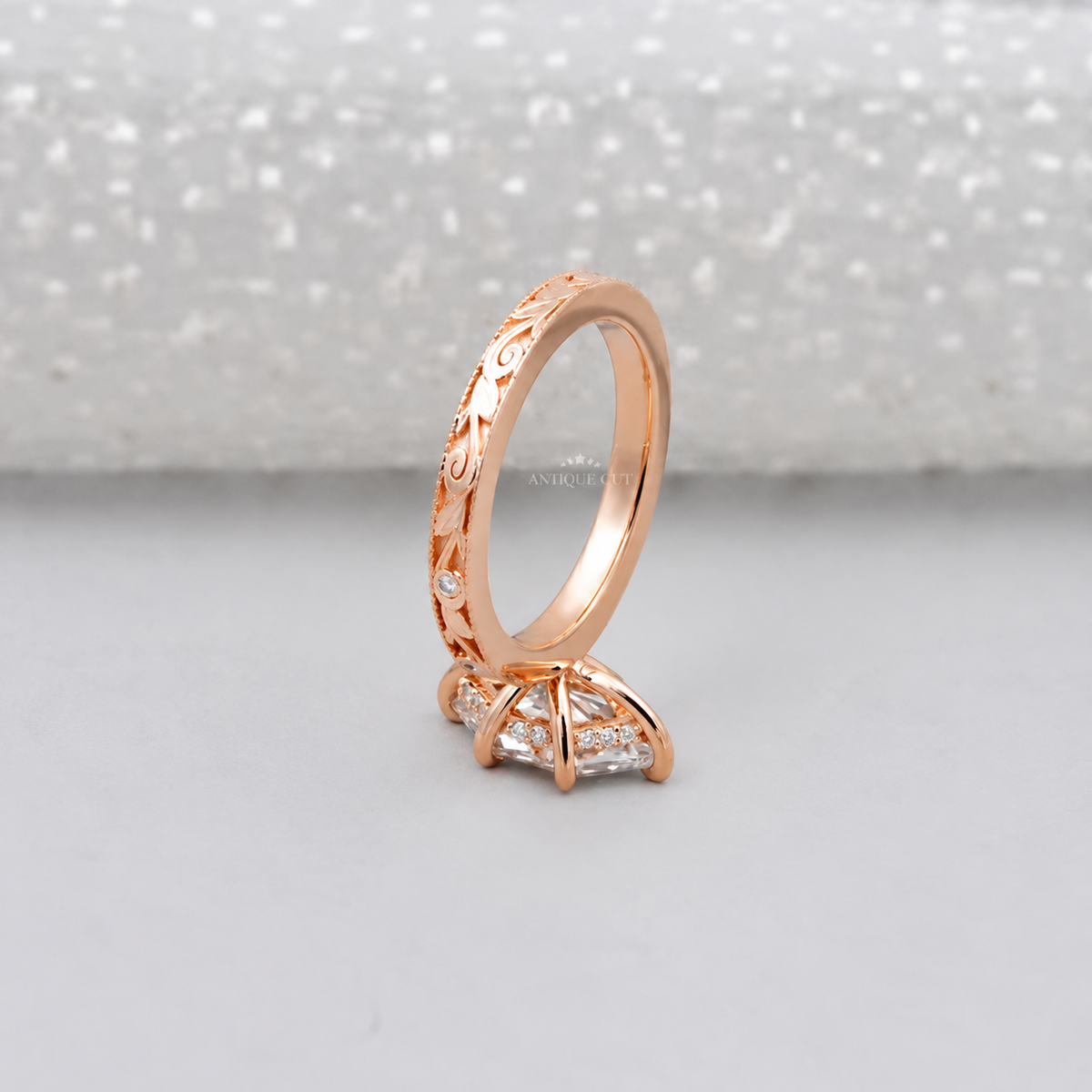 2.00 Carat Hexagon Lab Grown Diamond Vintage Art Deco Engagement Ring