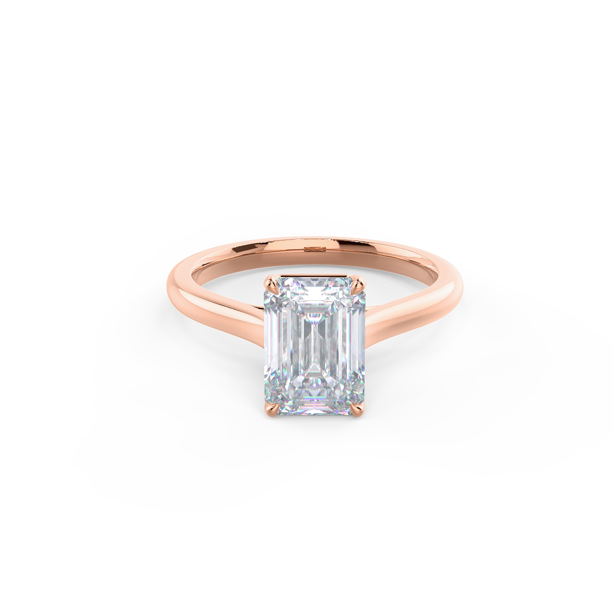 EMERALD TRELLIS SOLITAIRE Lab grown Diamond Ring DEF Color VS+ Clarity