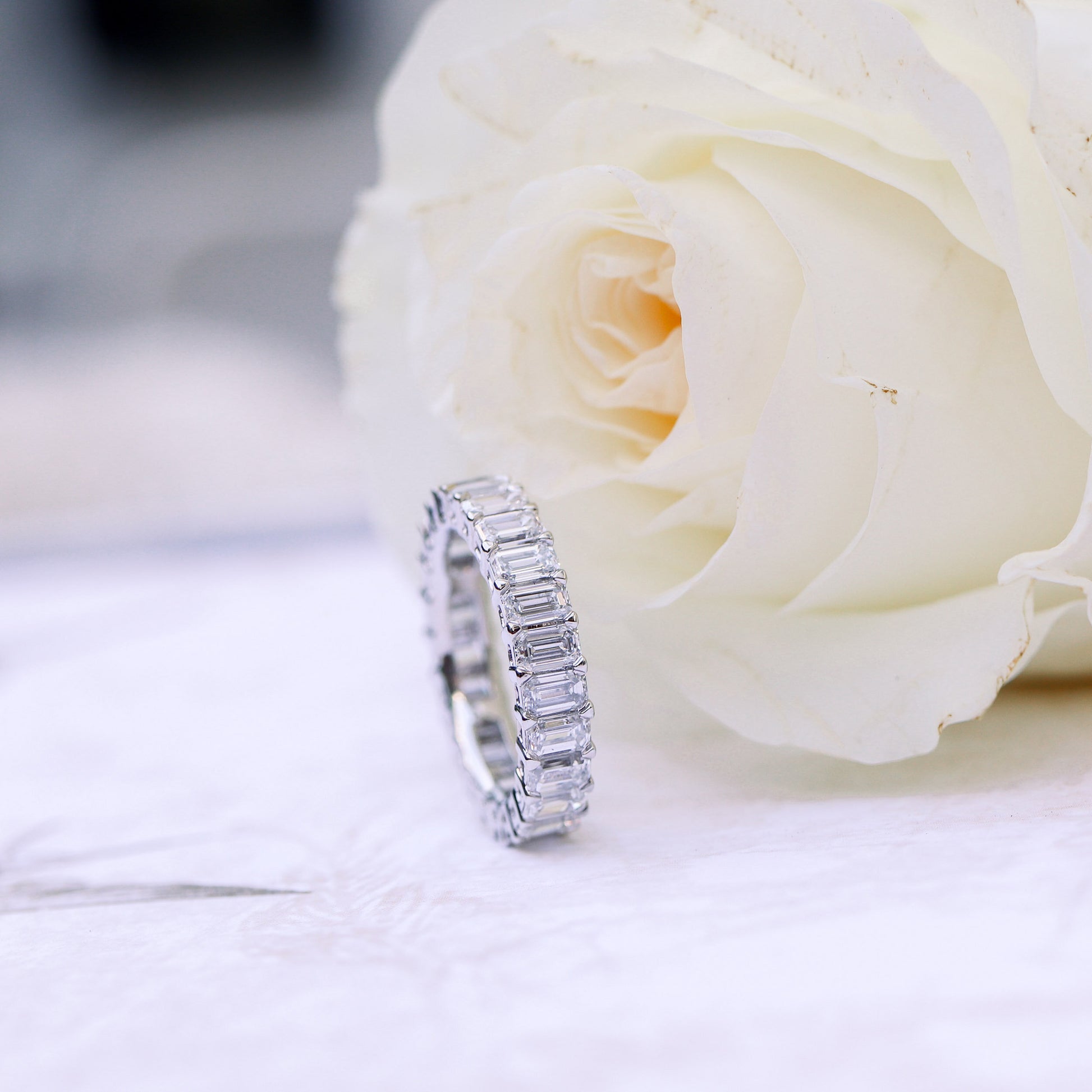 Emerald Lab Grown Diamond Eternity Band | EF Color, VS Clarity | IGI Certified | 5–6tcw | 14k/18k Gold | Ethical Wedding Band