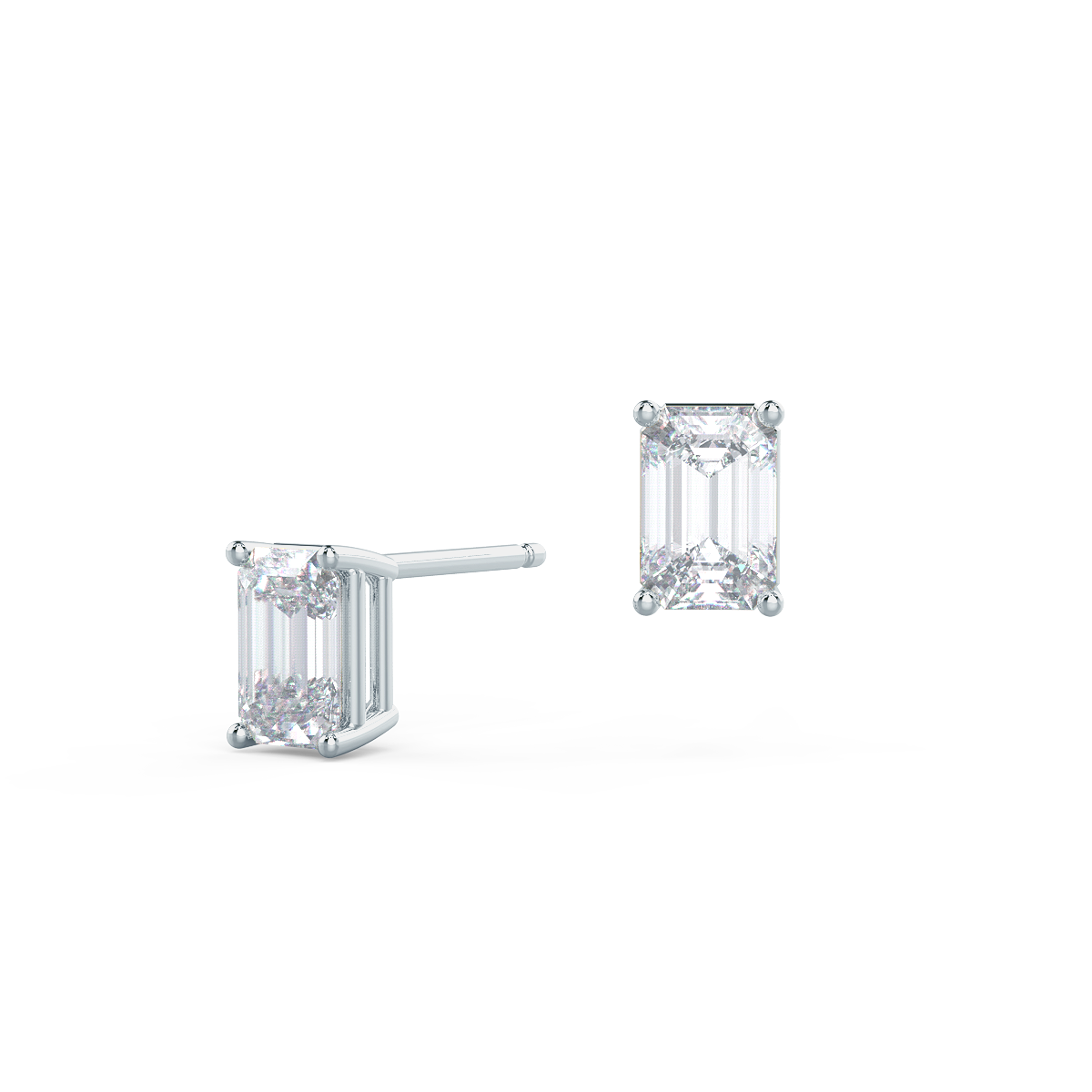 Emerald Cut Lab Grown Diamond Stud Earrings, EF Color, VS Clarity, IGI Certified