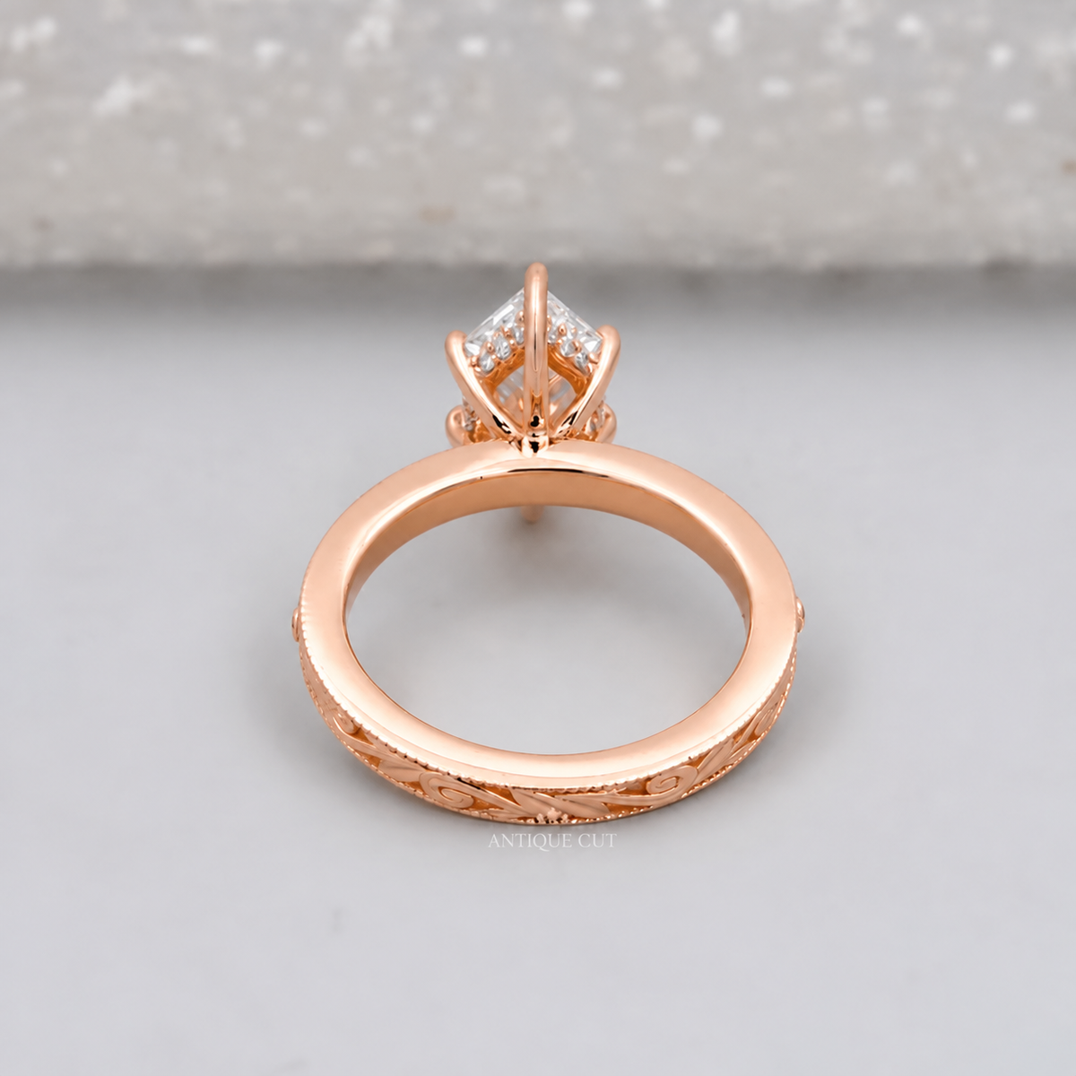 2.00 Carat Hexagon Lab Grown Diamond Vintage Art Deco Engagement Ring