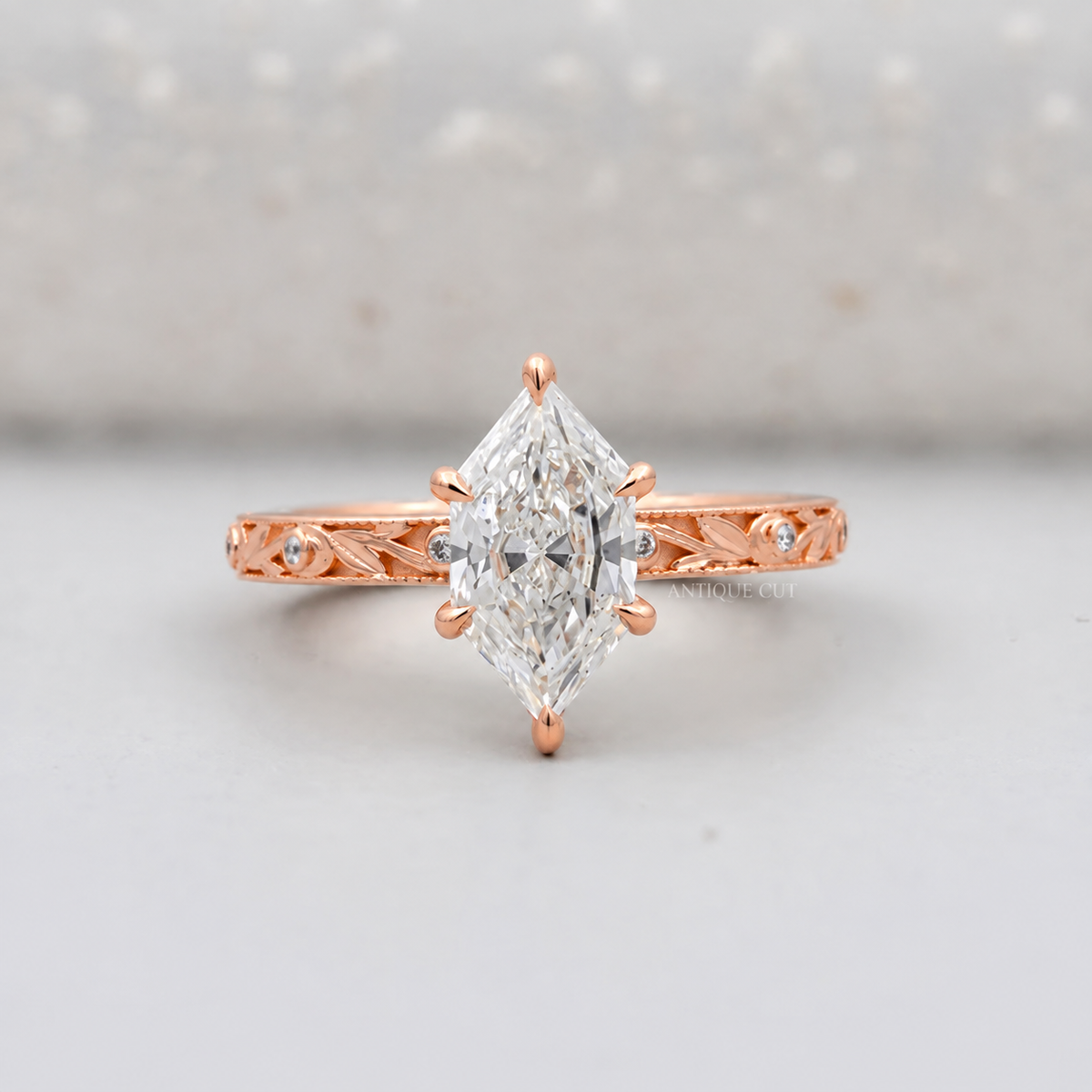 2.00 Carat Hexagon Lab Grown Diamond Vintage Art Deco Engagement Ring