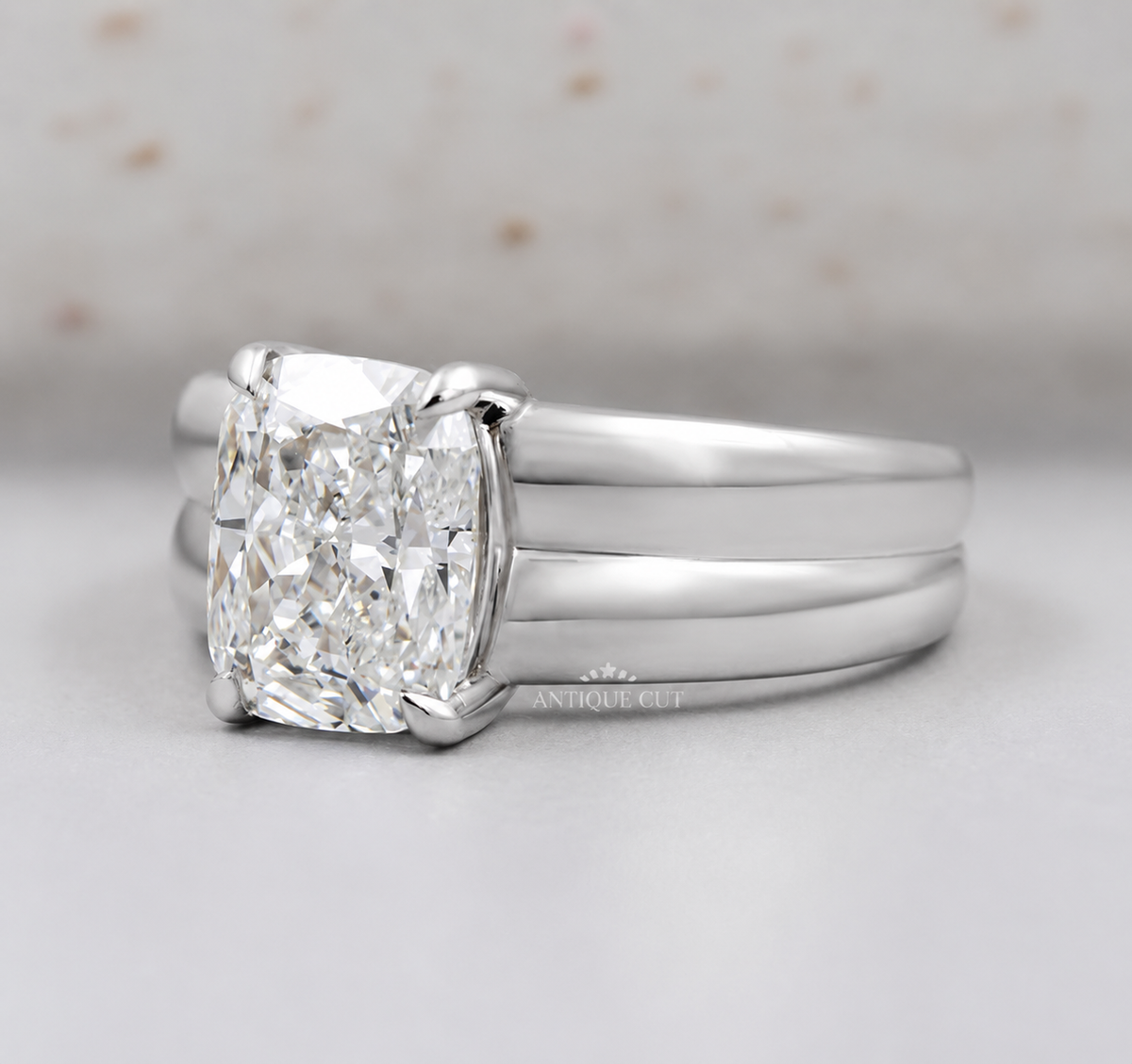 2.0 Carat Lab Grown Cushion Cut Solitaire Engagement Ring