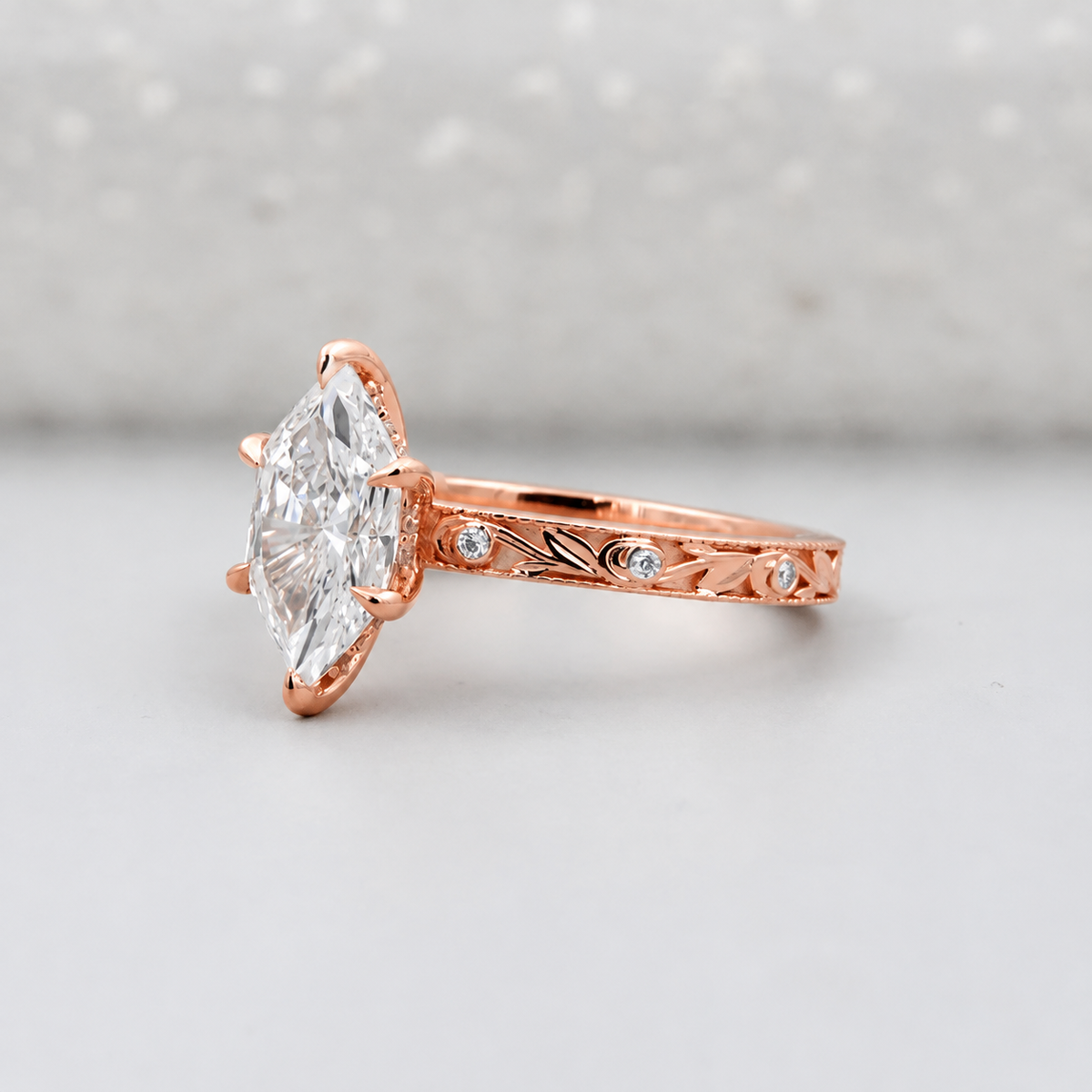 2.00 Carat Hexagon Lab Grown Diamond Vintage Art Deco Engagement Ring