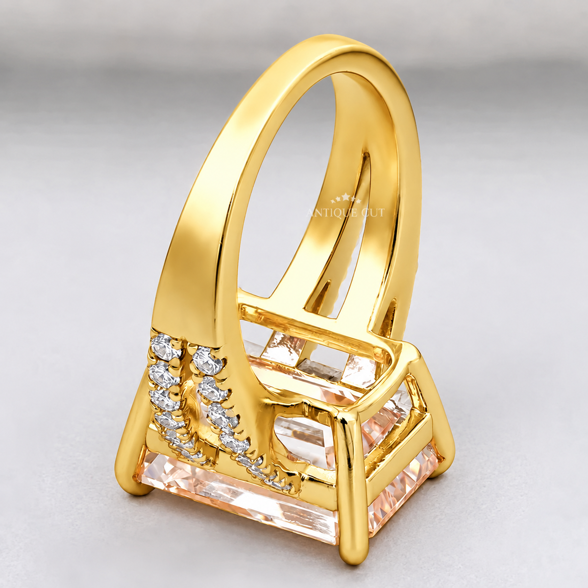 10.0 Carat Lab Grown Diamond Emerald Cut Split Shank Engagement Ring