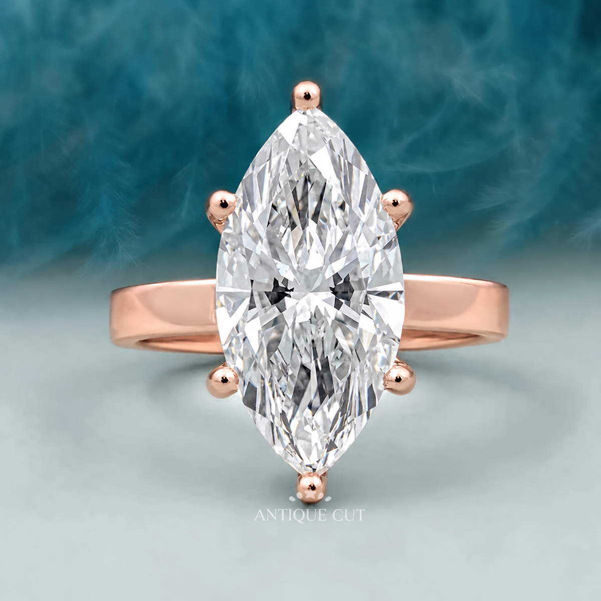 6.0 Carat Lab Grown Marquise Cut Solitaire Engagement Ring in White Gold
