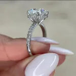 Custom order - 7.46ct E VVS2 Round | Cathedral setting | 6 US | 10kt white gold | IGI: LG680509046