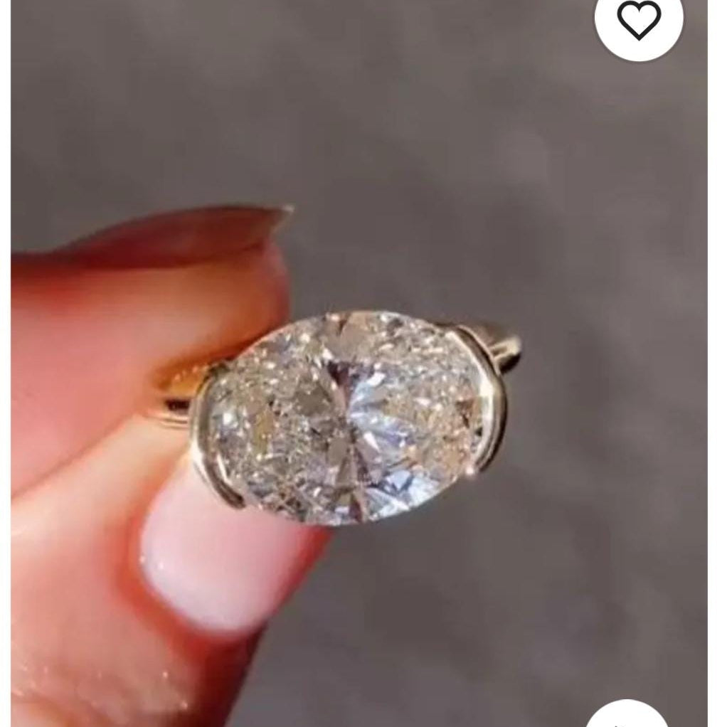 Custom order - 4ct Oval F-VS half bezel ring | 14kt yellow gold | 6 US