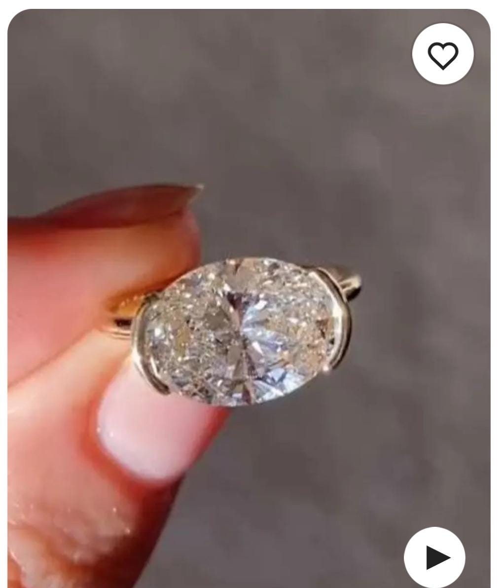 Custom order - 4ct Oval F-VS half bezel ring | 14kt yellow gold | 6 US