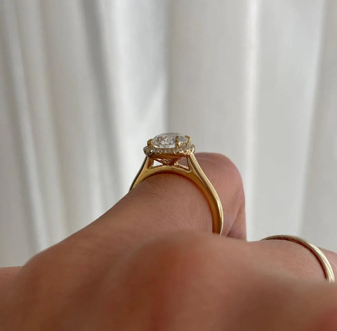 1.45tcw Round Lab Grown Diamond Halo Engagement Ring | 1.25ct Center | IGI Certified
