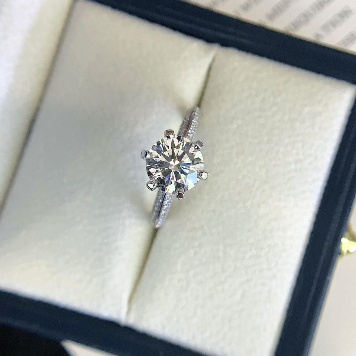 Round 2.70tcw Lab Grown Diamond 6 Prong Solitaire Pave Engagement Ring, DEF Color, VVS-VS Clarity - IGI Certified