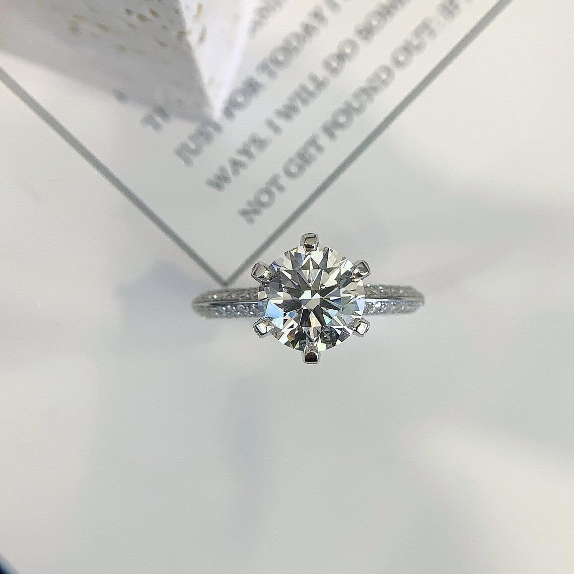 Round 2.70tcw Lab Grown Diamond 6 Prong Solitaire Pave Engagement Ring, DEF Color, VVS-VS Clarity - IGI Certified