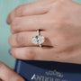 Minimalist oval engagement ring hidden halo gold pave