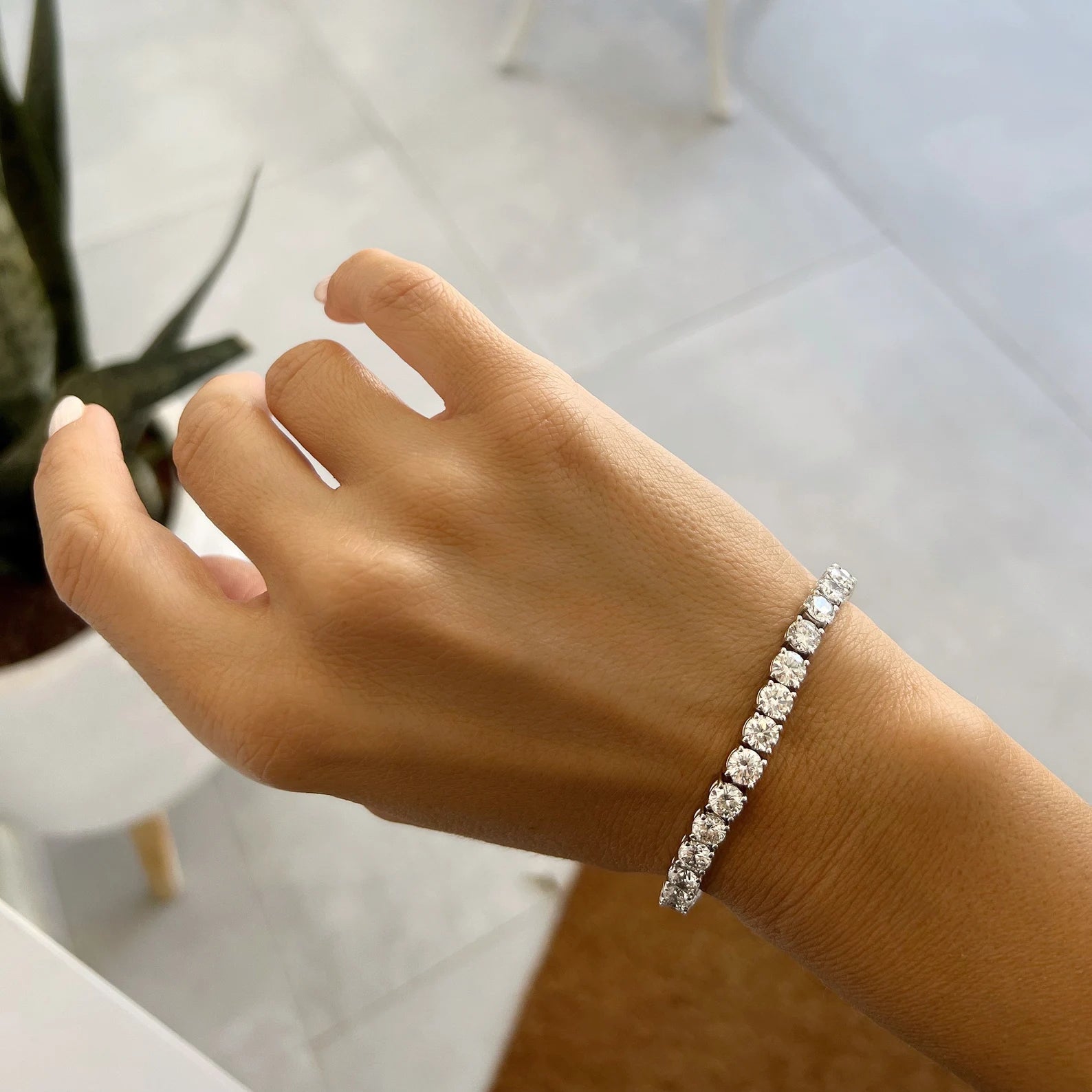 Round Lab grown Diamond Tennis Bracelet, EF Color, VS Clarity, Exquisite Diamond Jewelry