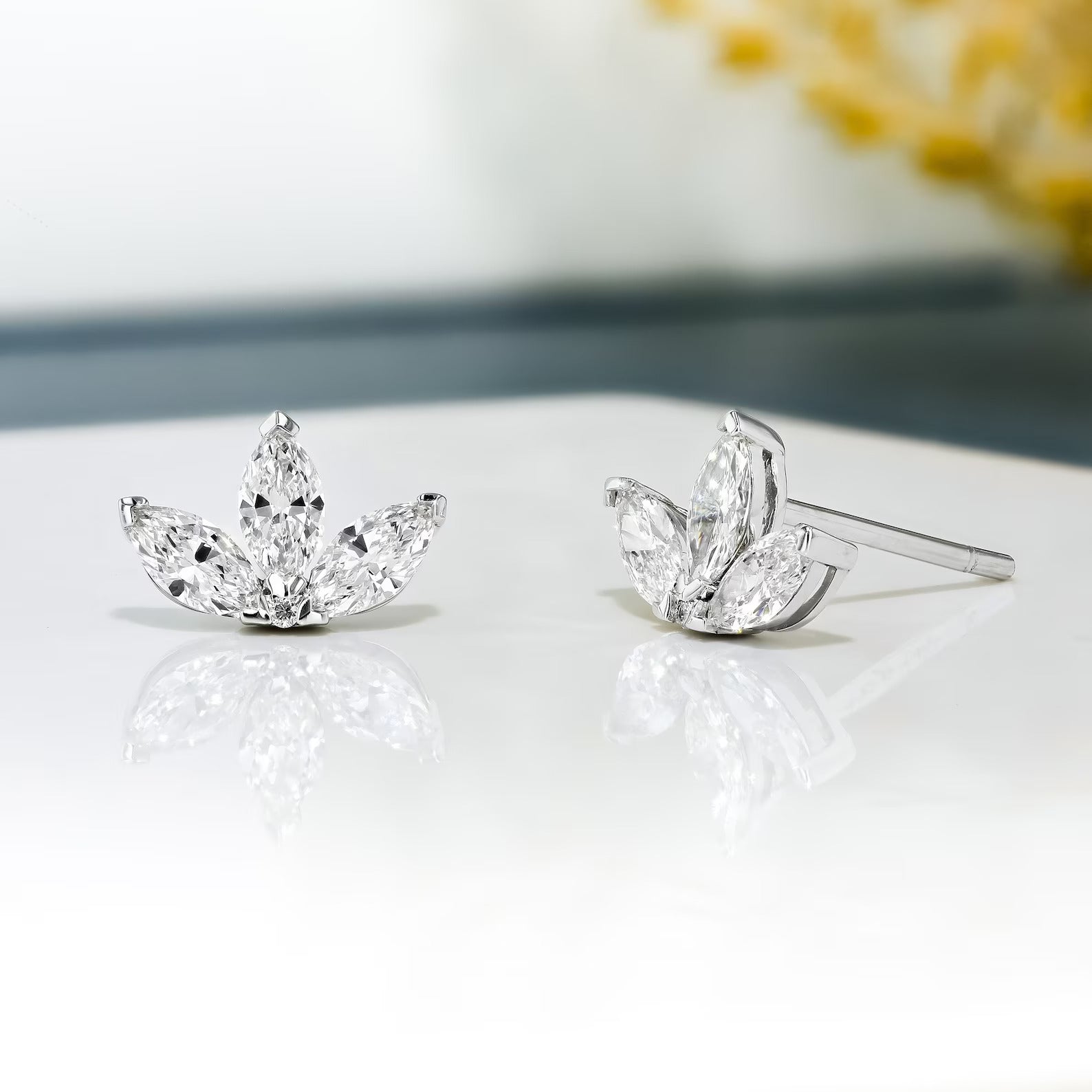 Lotus Flower Marquise Lab grown Diamond, EF Color, VS Clarity, IGI Certified