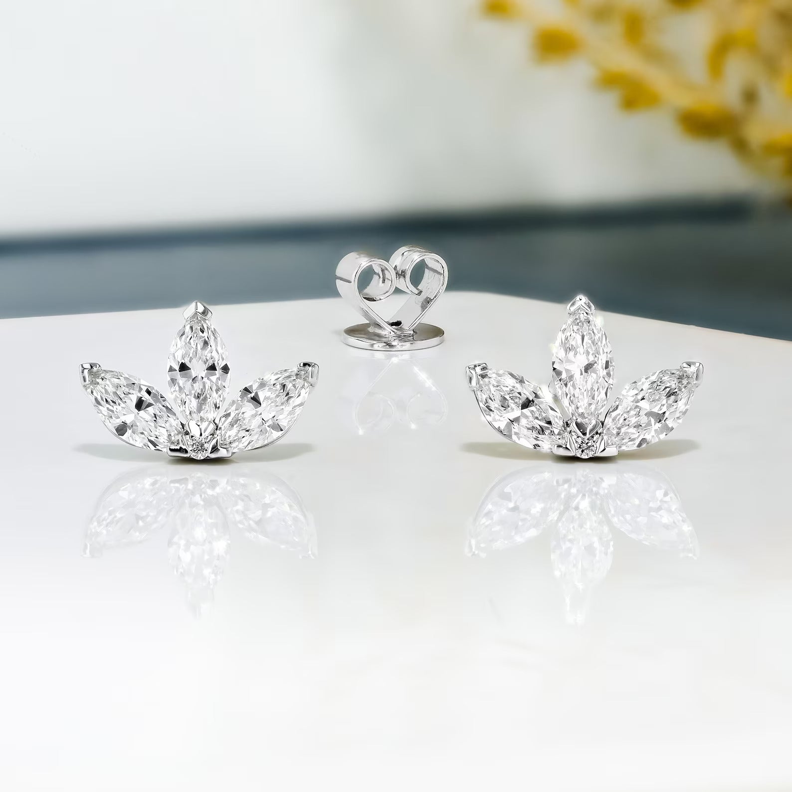 Lotus Flower Marquise Lab grown Diamond, EF Color, VS Clarity, IGI Certified