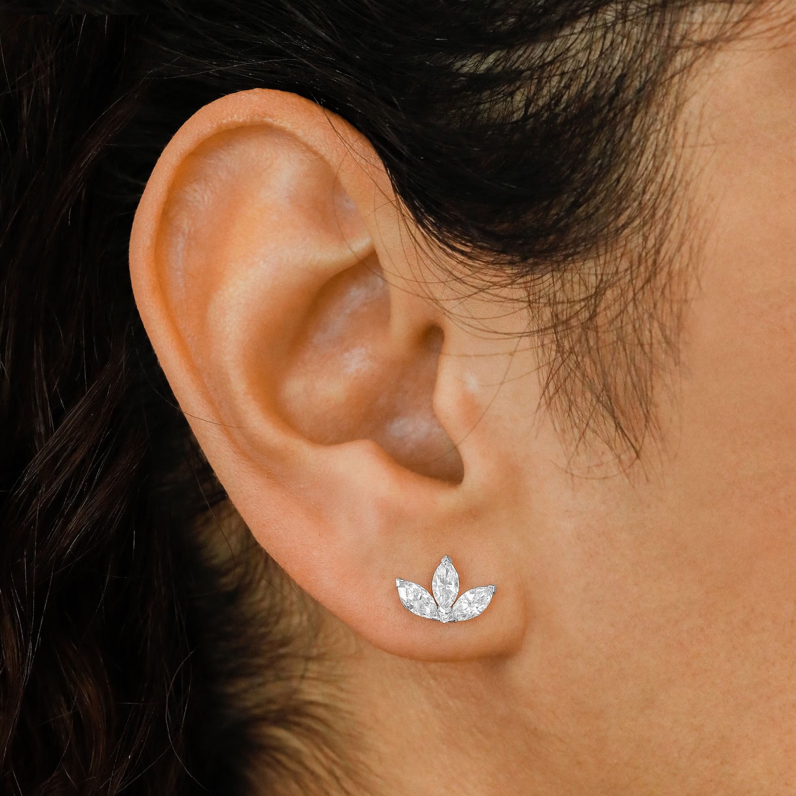 Lotus Flower Marquise Lab grown Diamond, EF Color, VS Clarity, IGI Certified