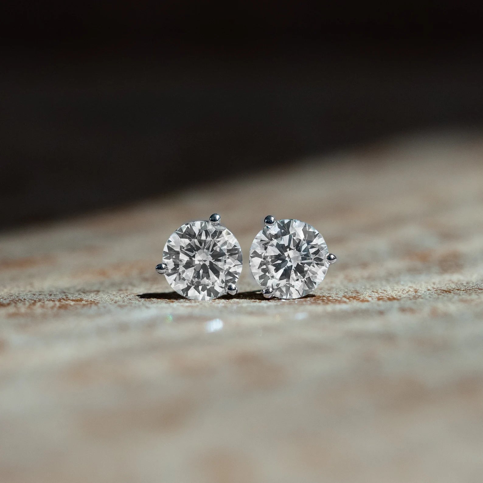 Round Lab Grown Diamond Studs 3 Prong EF Color, VS Clarity, IGI Certified