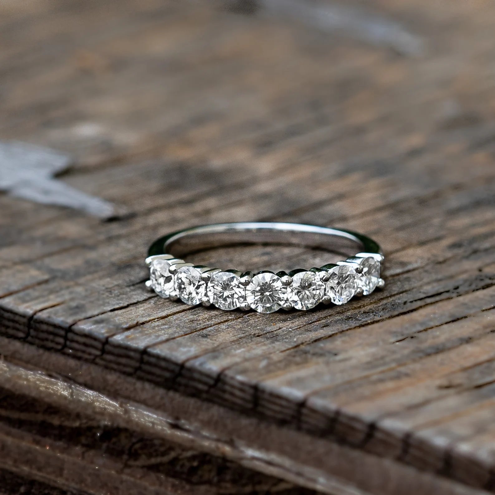1.00tcw Round Lab Grown Diamond White Gold Half Eternity Band, EF Color, VS Clarity, IGI Certified Ring e Ring
